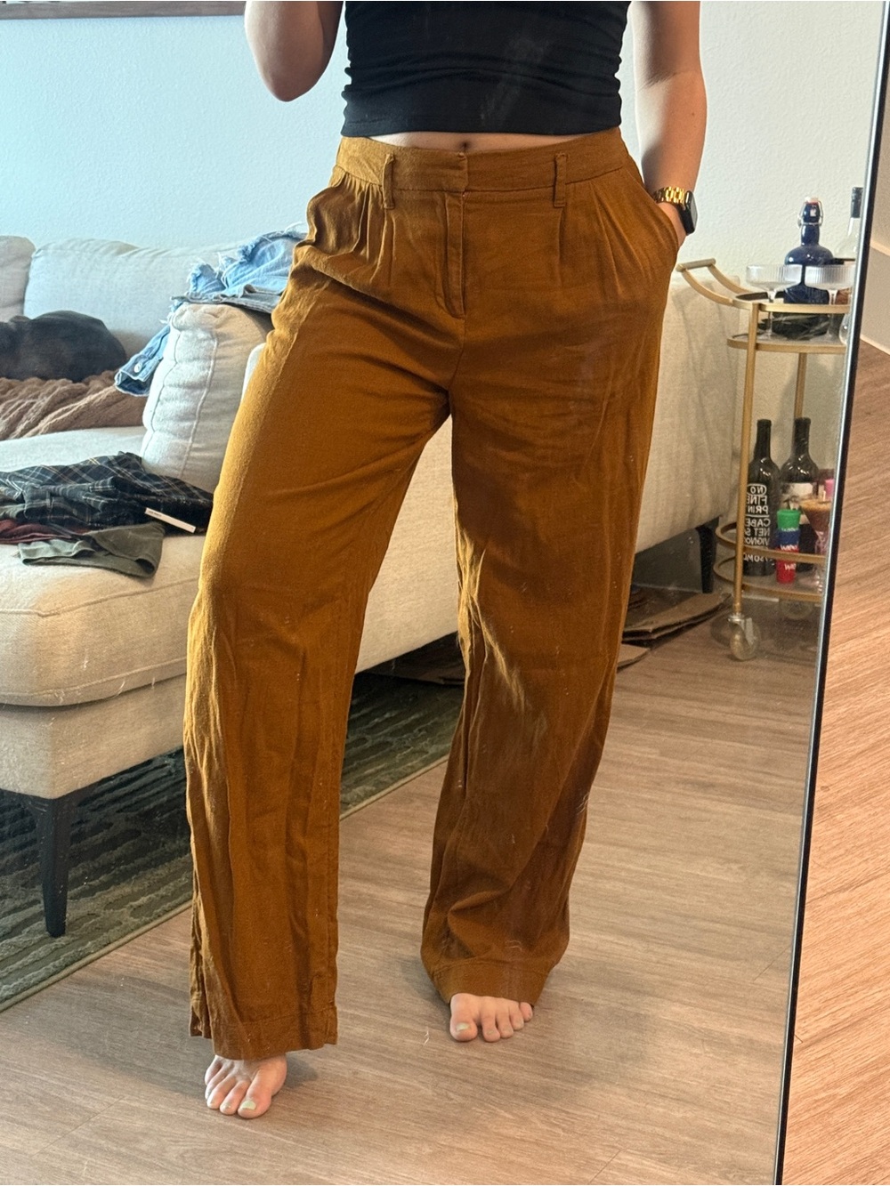a new day Wide-Leg High-Rise Pants in Mustard Brown